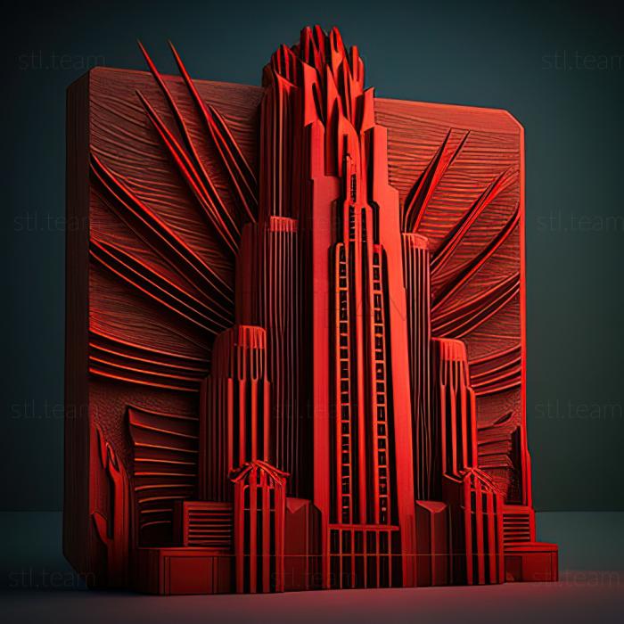 3D модель Обуздание багрового прилива Красная молния небоскреба (STL)